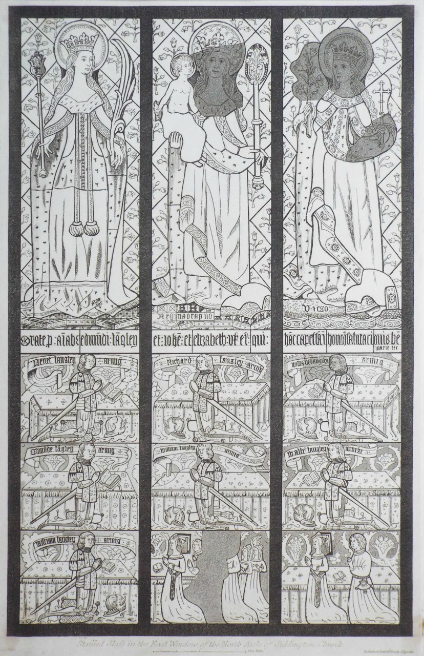 Etching with aquatint - Stained Glass in the East Window of the North Aisle of Siddington Church.