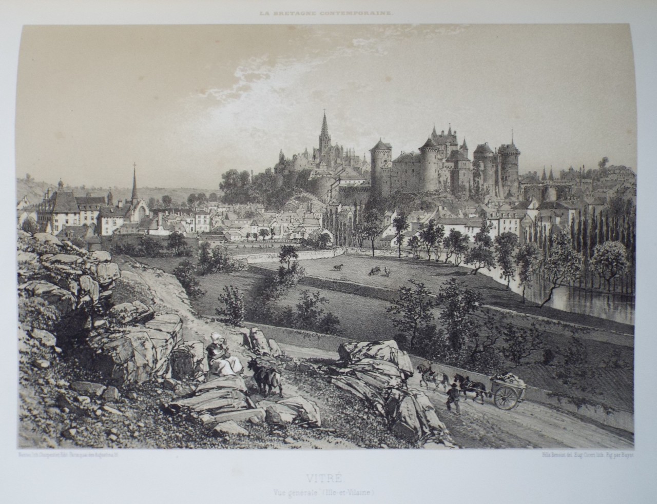 Lithograph - Vitre. Vue generale. (Ille-et-Vilaine) - Ciceri