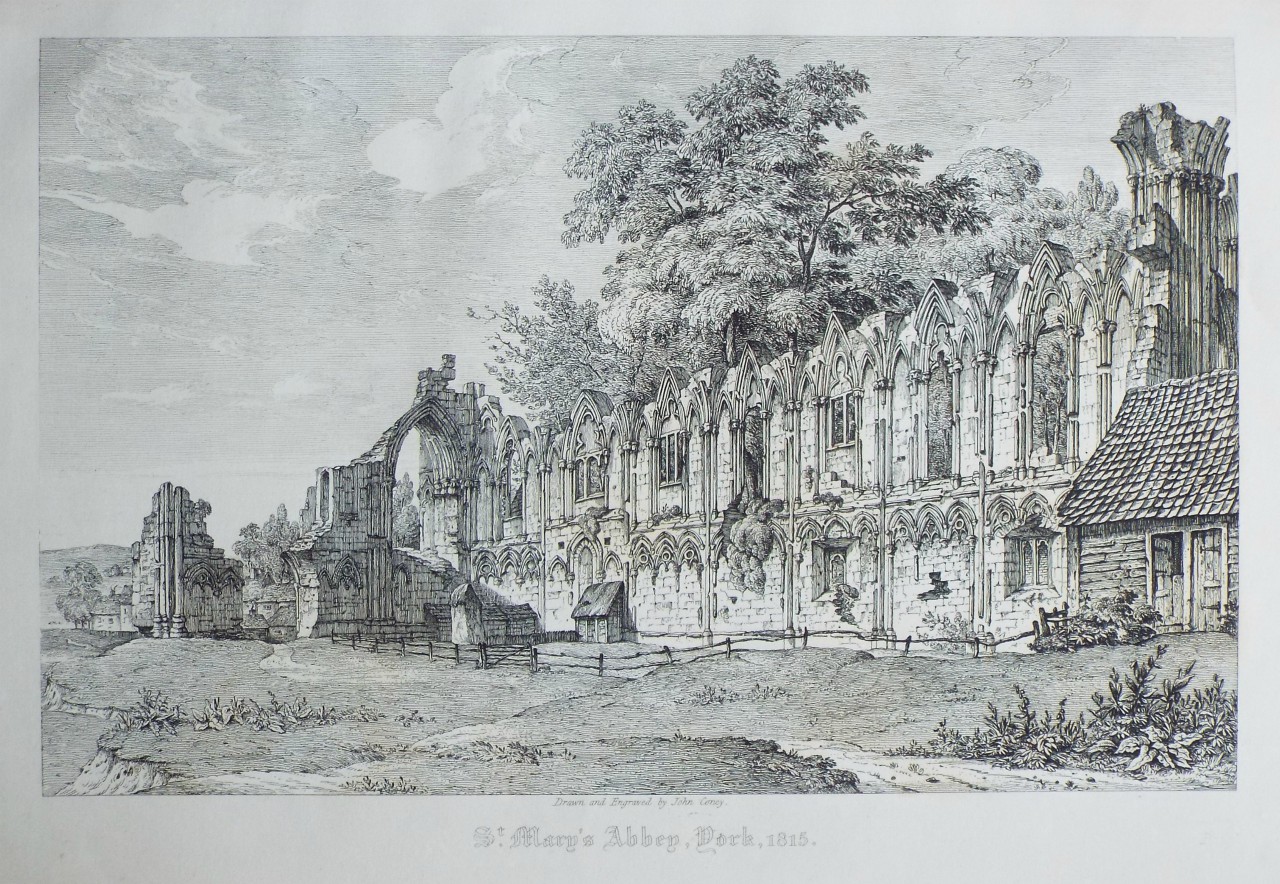 Print - St. Mary's Abbey, York, 1815. - Coney