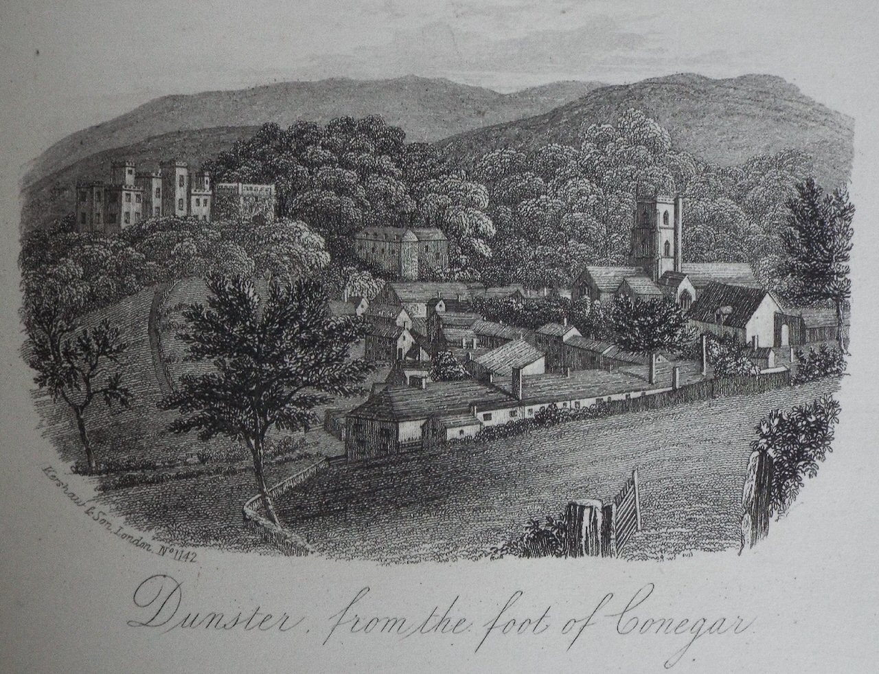 Steel Vignette - Dunster, from the foot of Conegar. - Kershaw