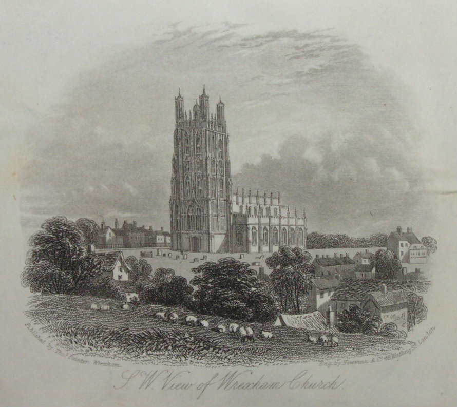 Steel Vignette - S.W. View of Wrexham Church. - Newman