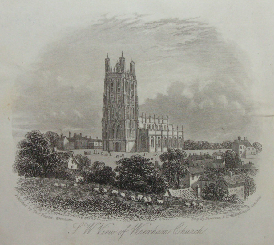 Steel Vignette - S.W. View of Wrexham Church. - Newman