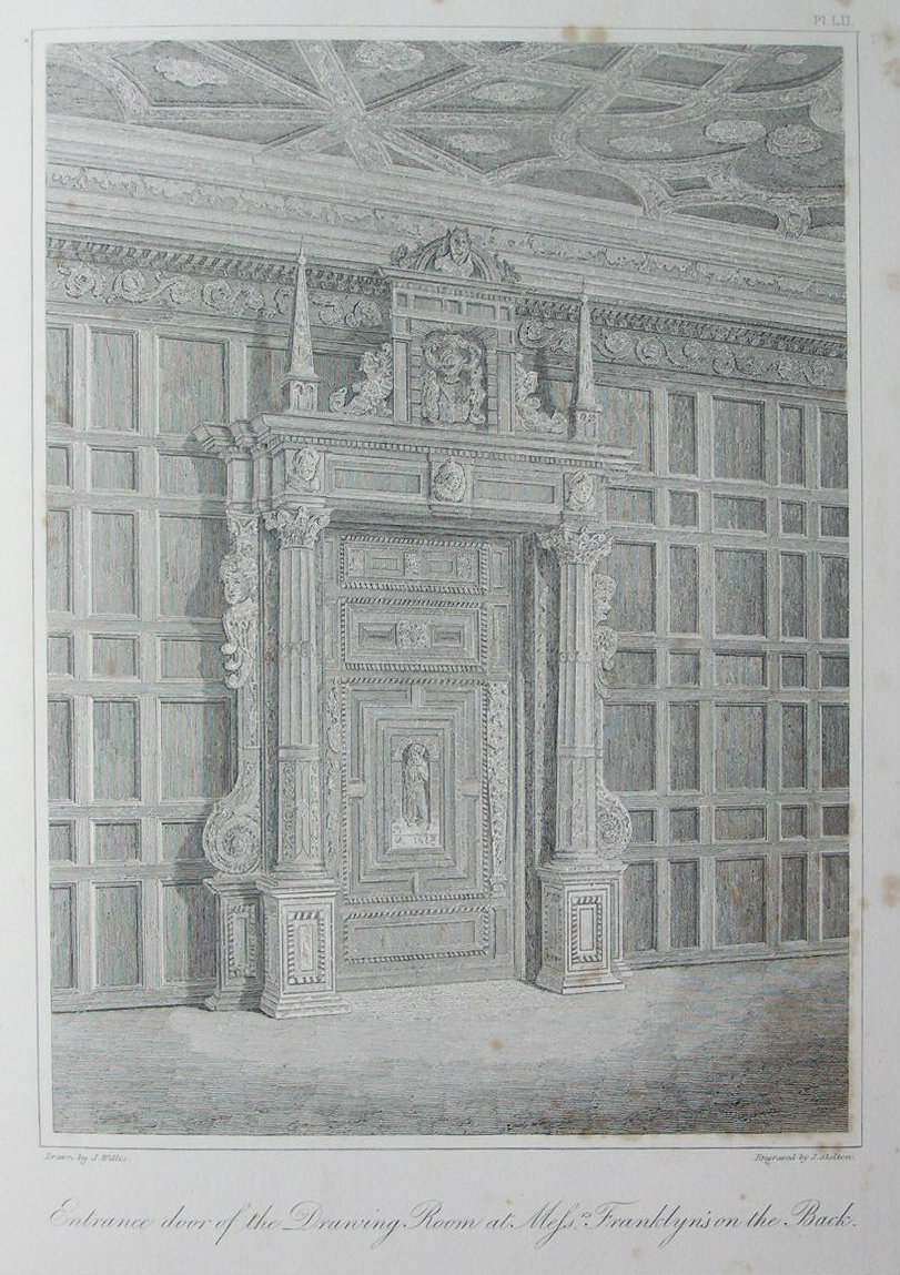 Etching - Entrance Door of the Drawing Room at Messrs. Franklyn's on the Back. - Skelton
