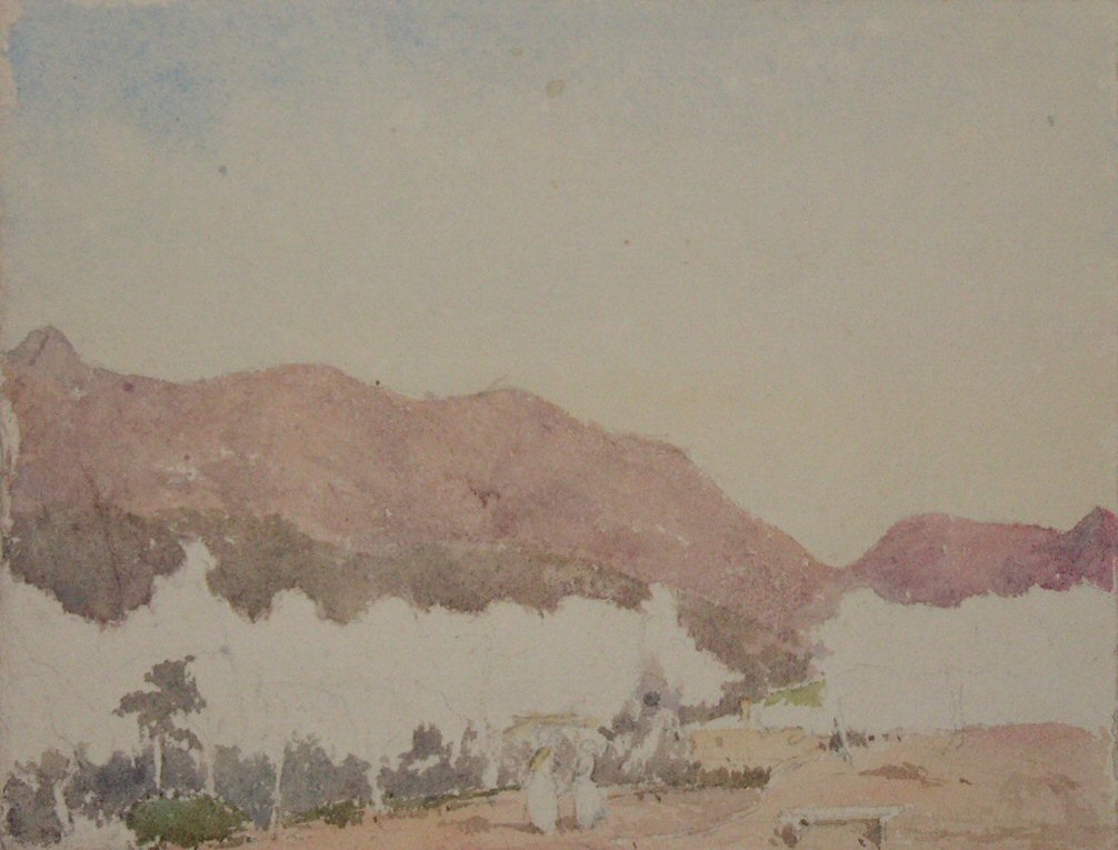 Watercolour - Landscape with mountains