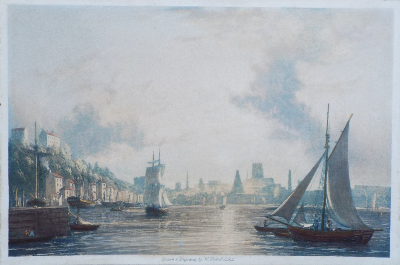 Aquatint - Bristol. From the Avon at Hotwells looking towards Redcliffe - Westall