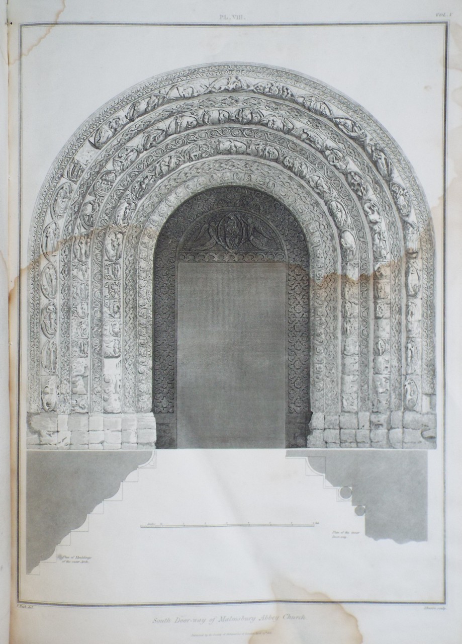 Print - South Door-way of Malmsbury Abbey Church. - Basire