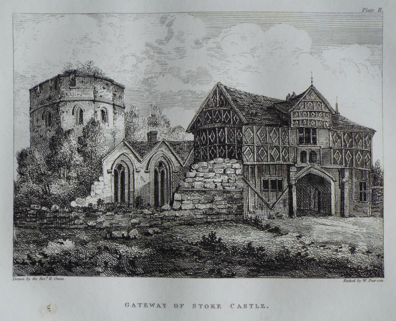 Etching - Gateway of Stoke Castle - Pearson