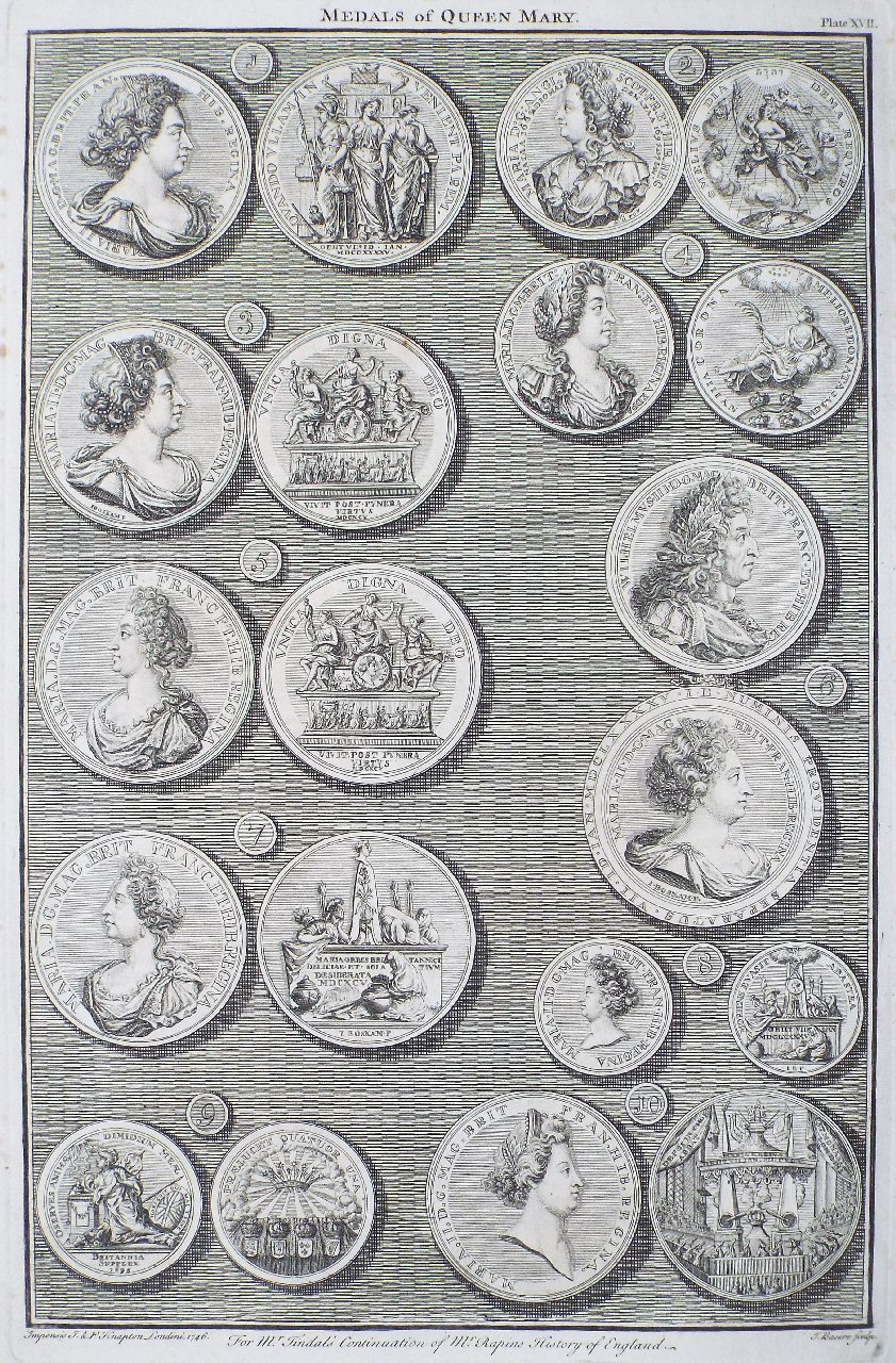 Print - Medals of Queen Mary. Plate XVII - Basire