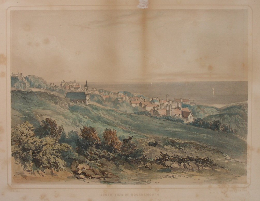 Lithograph - South View of Bournemouth - Dickinson