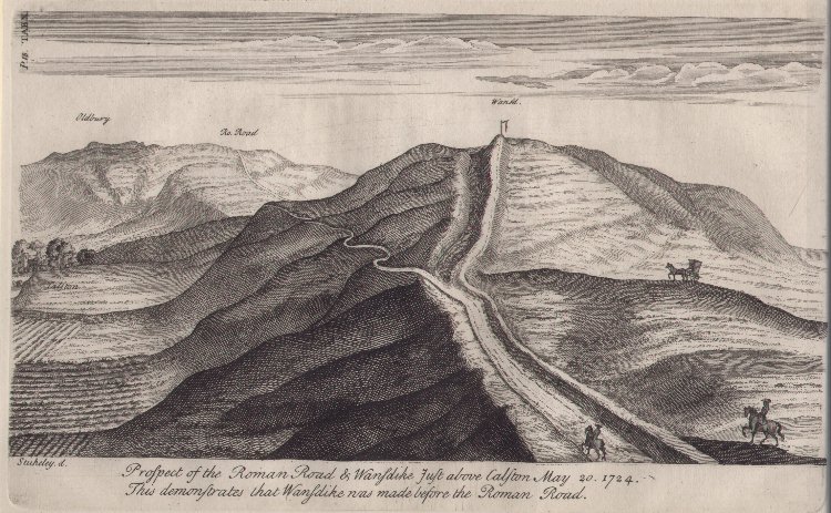 Print - Prospect of the Roman Road & Wansdyke just above Calston May 20 1724