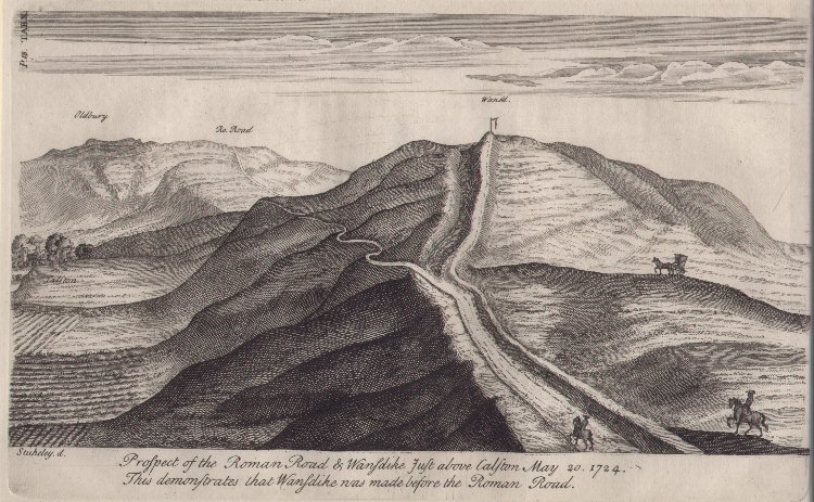 Print - Prospect of the Roman roan & Wansdyke just above Calston May 20 1724