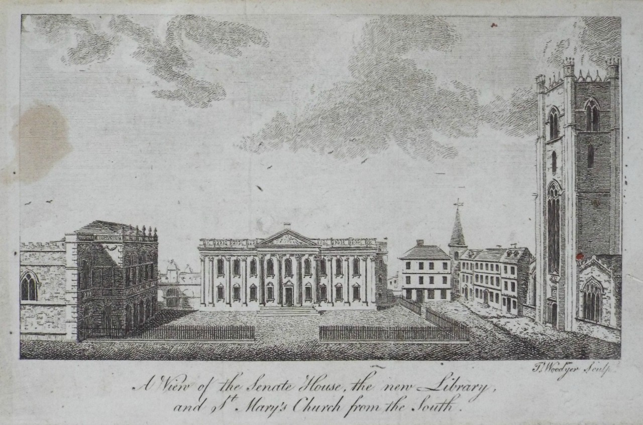 Print - A View of the Senate House, the new Library, and St. Mary's Church from the South. - Woodyer