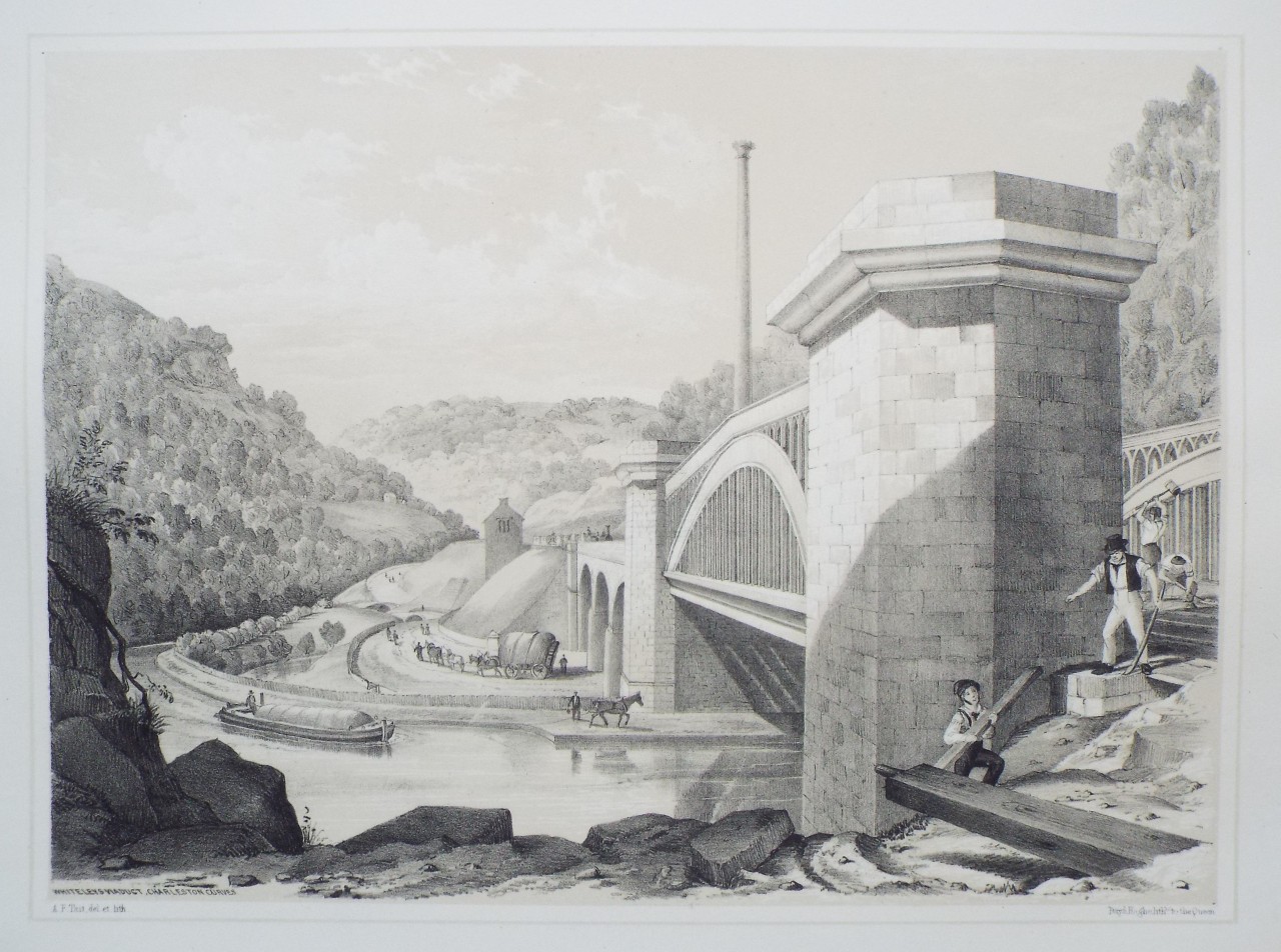 Lithograph - Whiteley's Viaduct, Charleston Curves - Tait