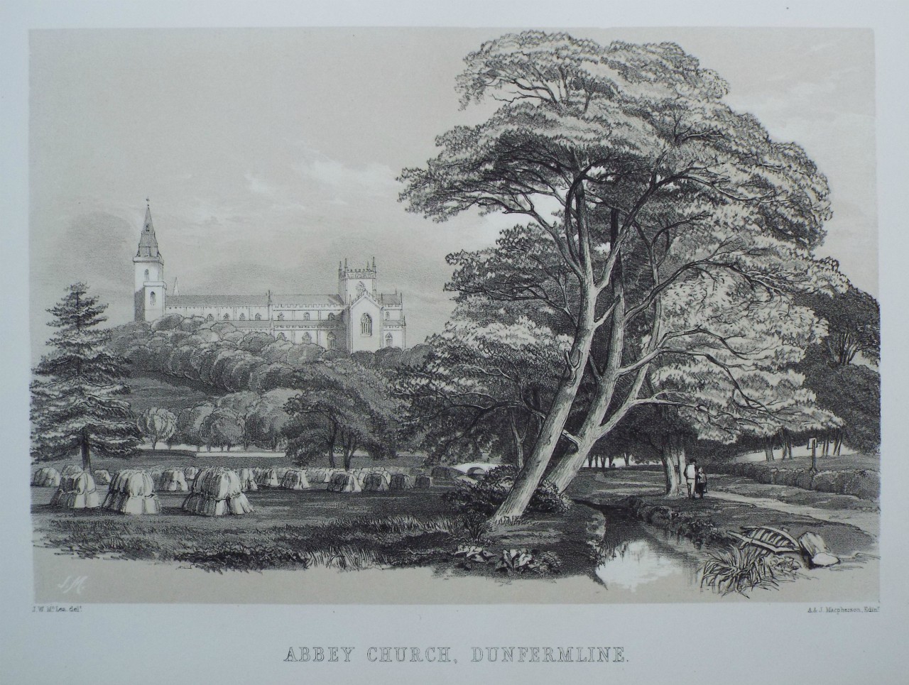 Lithograph - Abbey Church, Dunfermline.