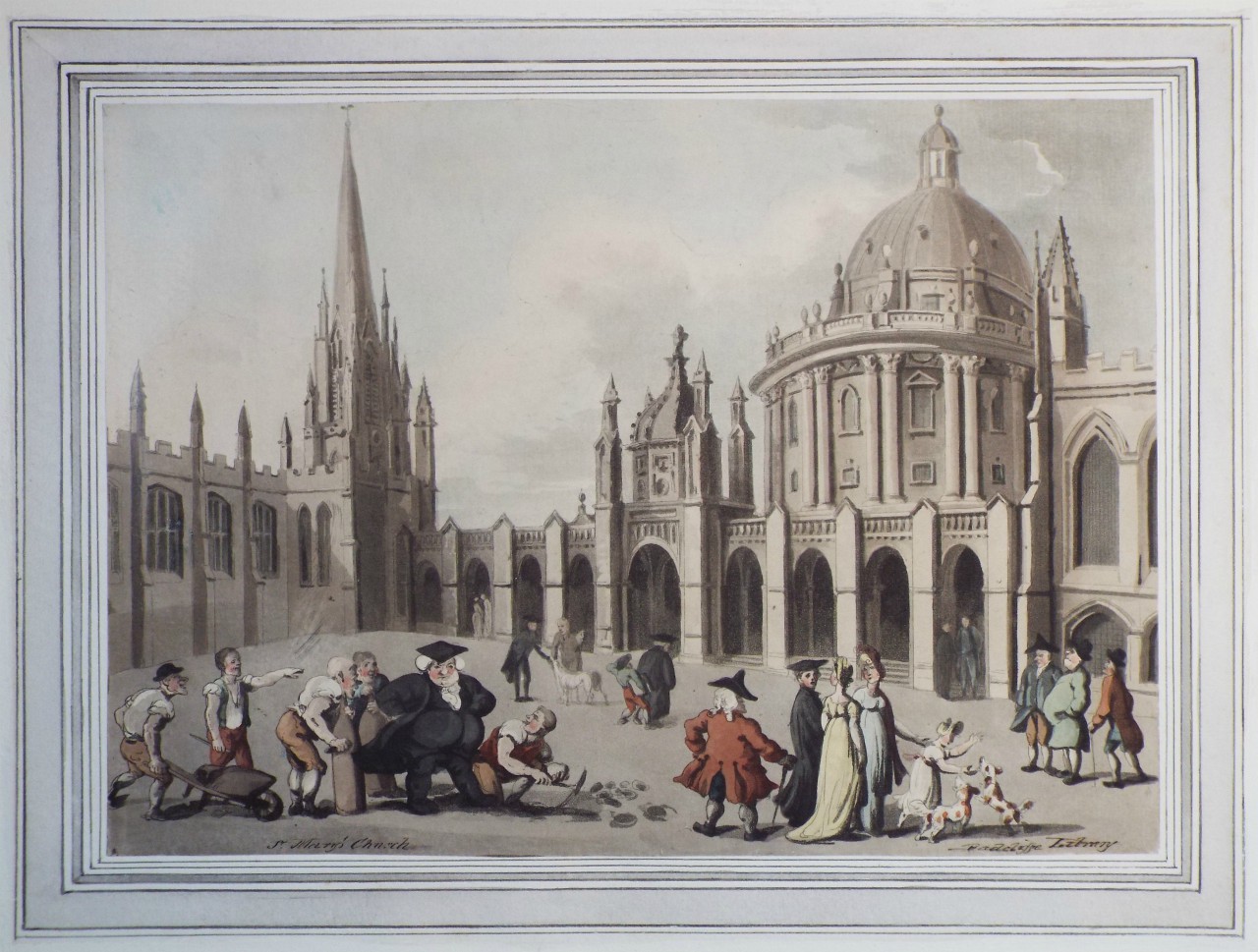 Etching with aquatint - St. Mary's Church Radcliffe Library - Rowlandson