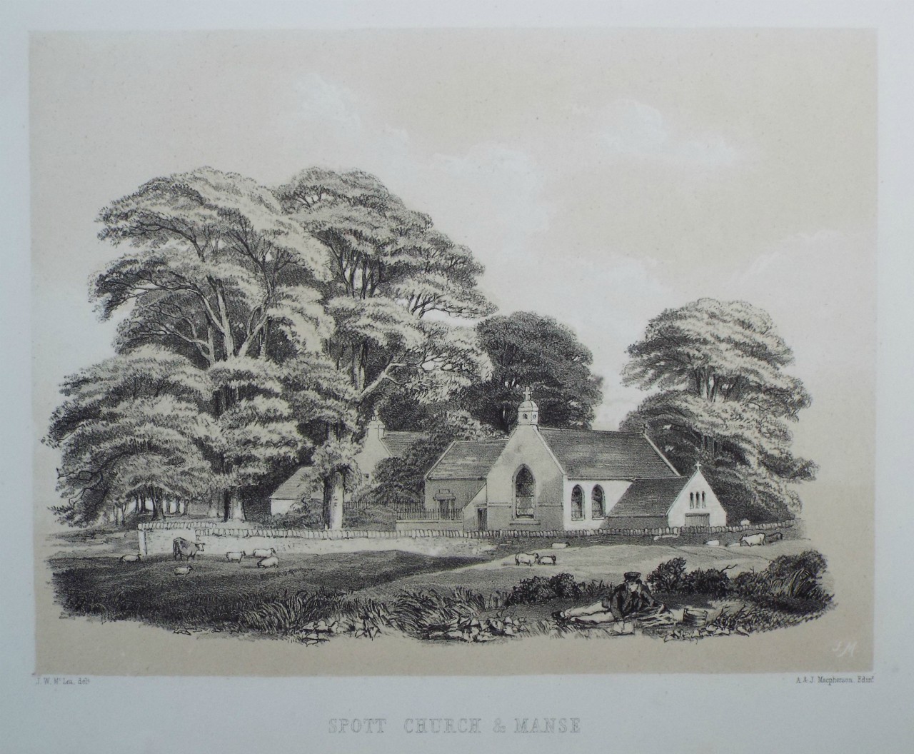 Lithograph - Spott Church & Manse