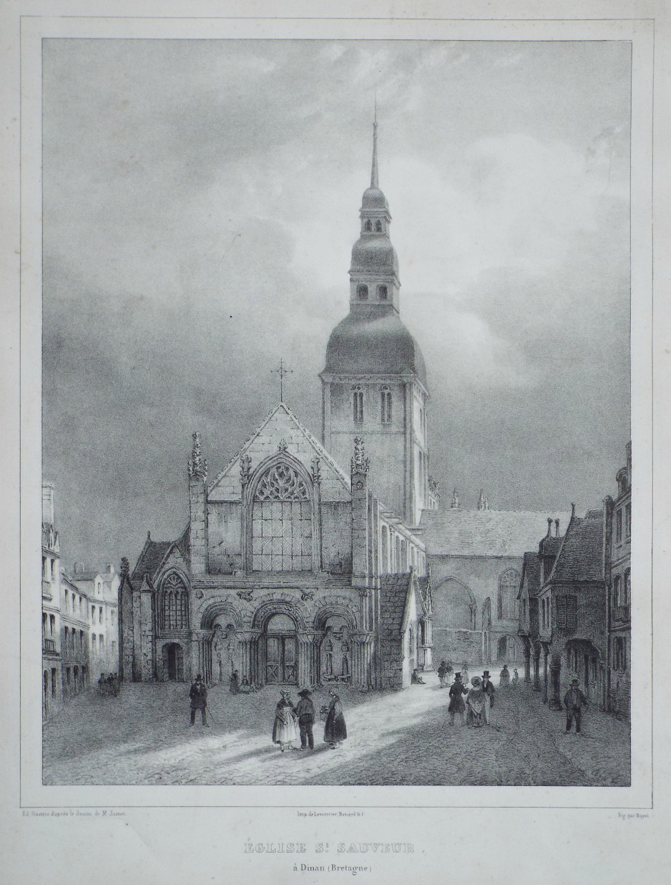 Lithograph - Eglise de St. Sauveur, a Dinan (Bretagne)