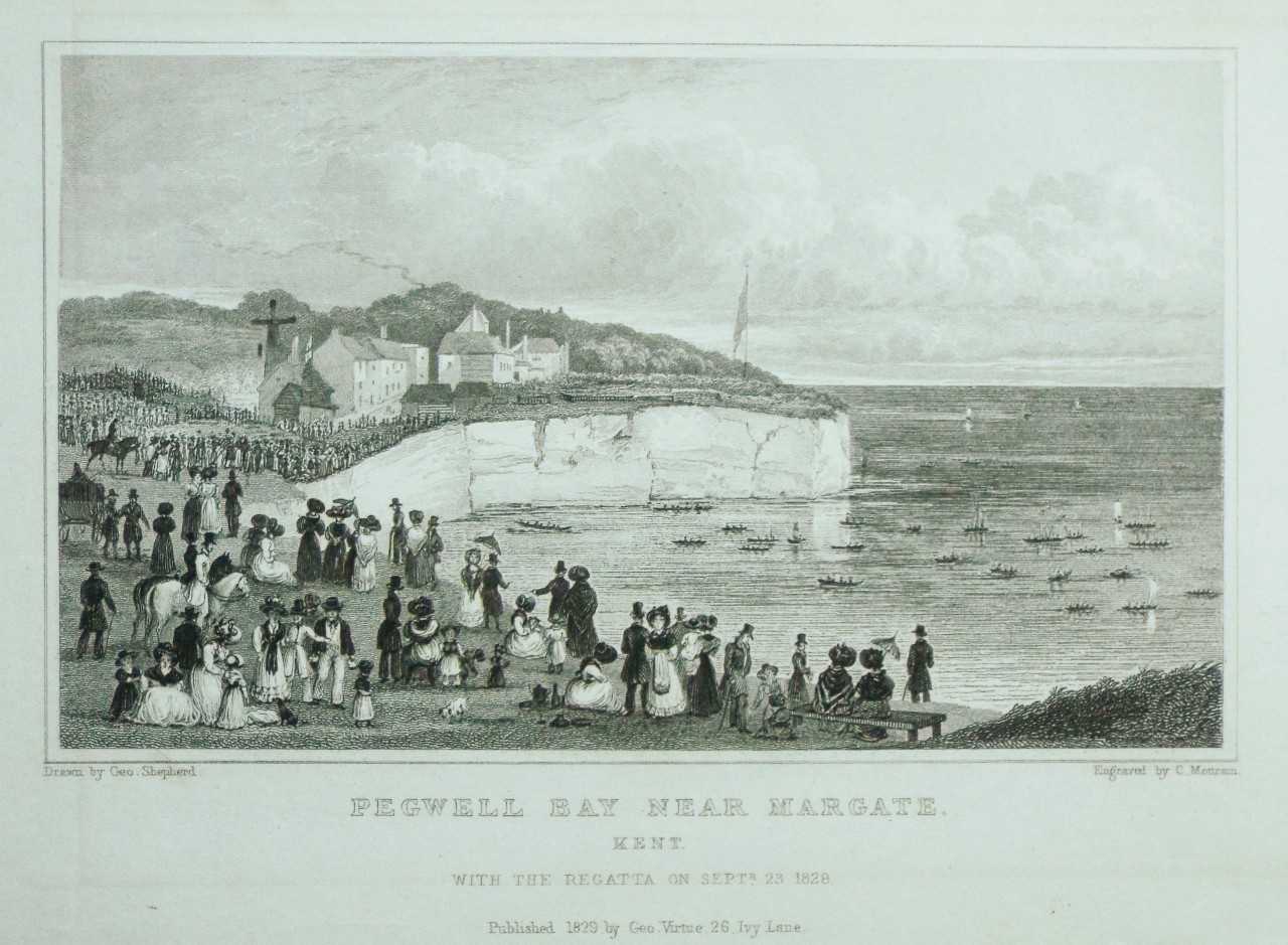 Print - Pegwell Bay near Margate. Kent. With the Regatta on Septr. 1828. - Mottram