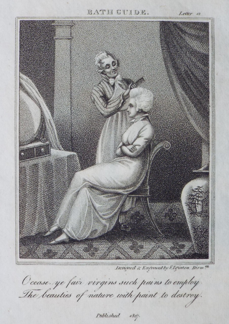 Stipple - Bath Guide. Letter 12. O cease ye fair virginssuch pains to employ. The beauties of nature with paint to destroy. - Eginton