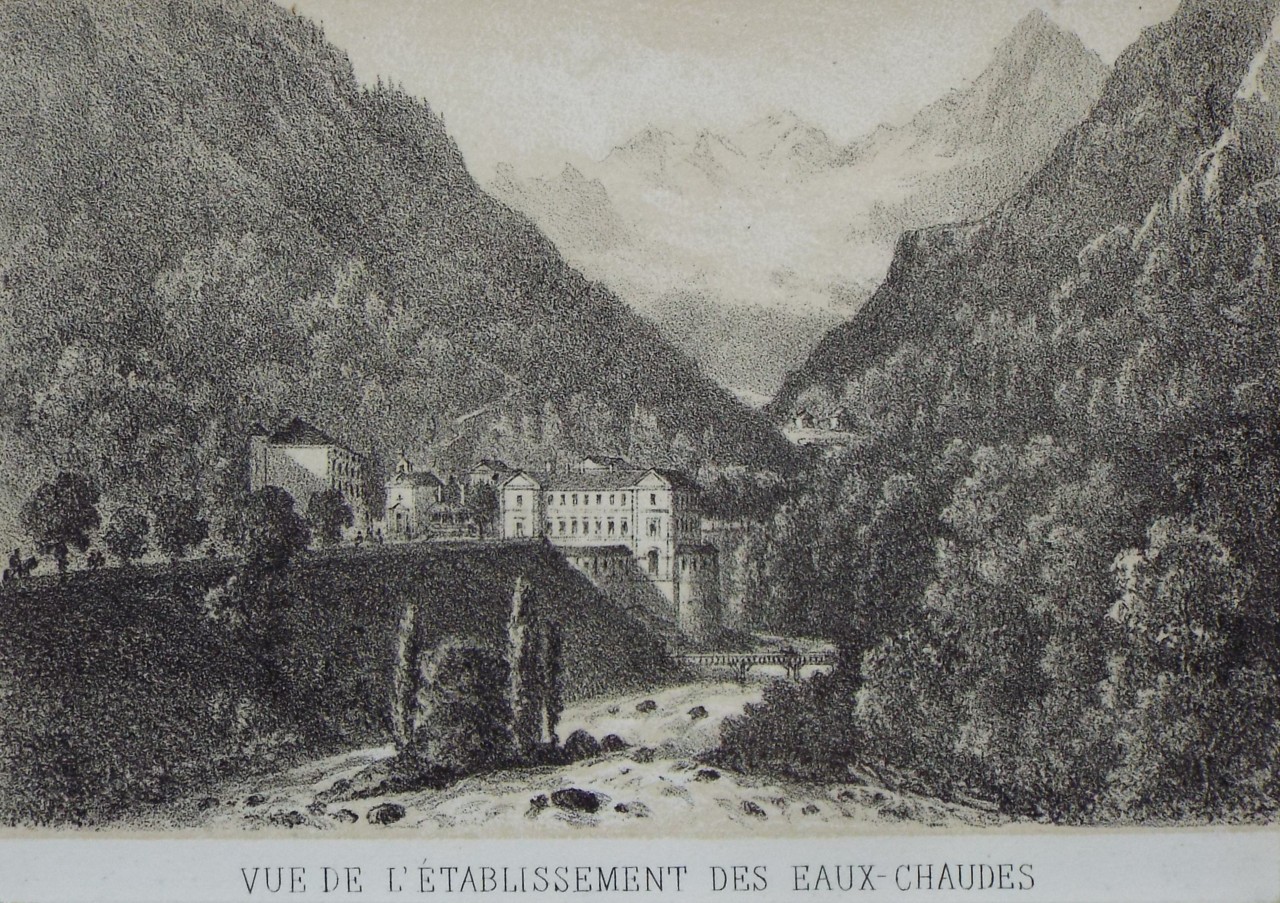 Lithograph - Vue de l'Etablissement des Eaux Chaudes