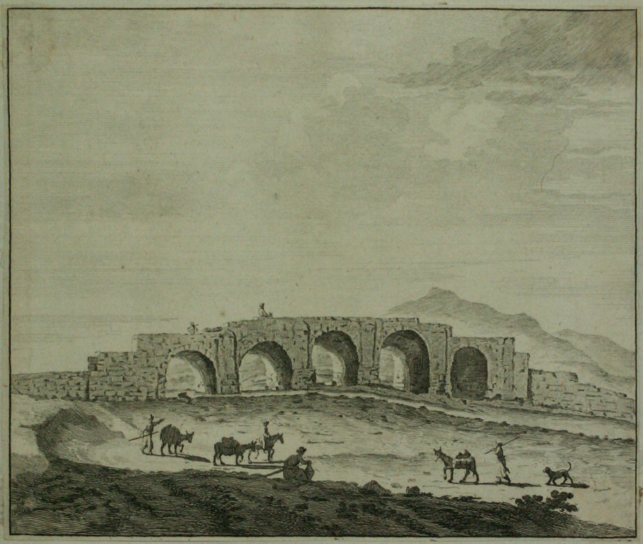 Etching - (Ancient bridge with five arches