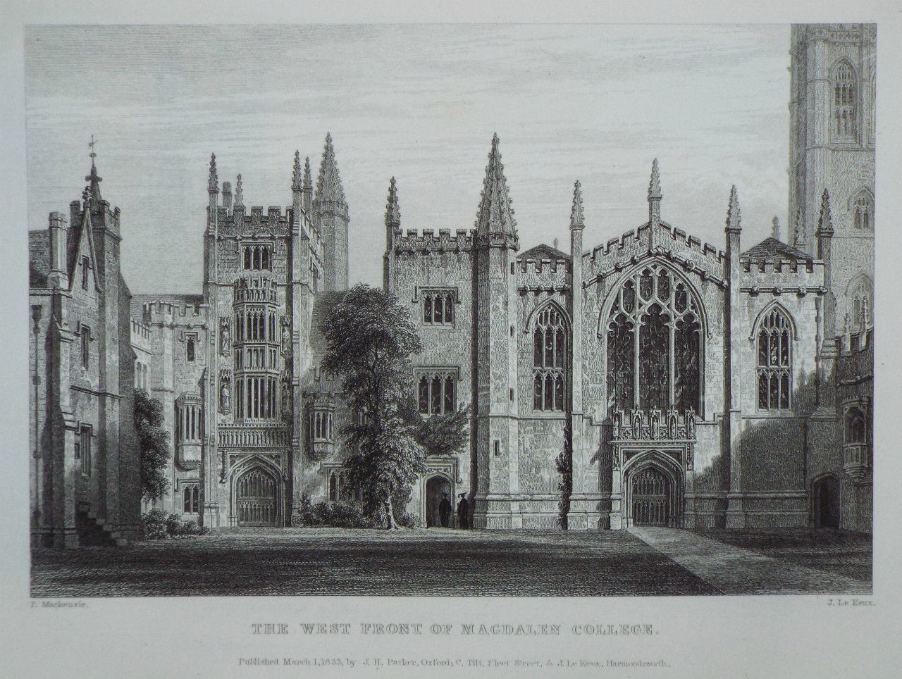 Print - The West Front of Magdalen College. - Le