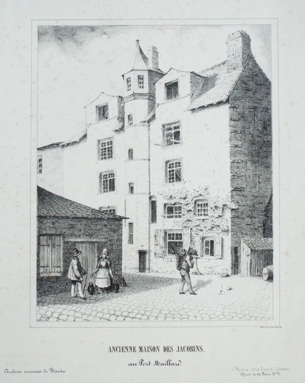 Lithograph - Ancienne Maison des Jacobins. au Port Maillard. - 
