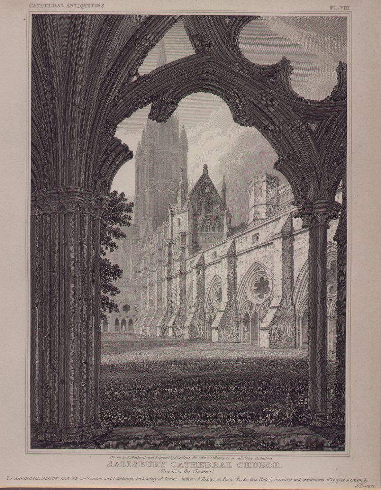 Print - Salisbury Cathedral Church View from the Cloisters - Le
