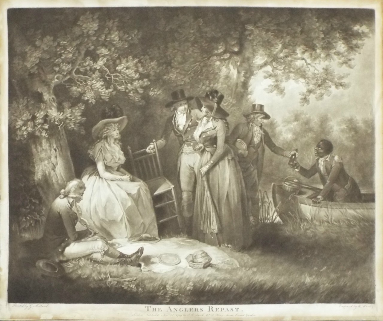 Mezzotint - The Anglers Repast. - Ward