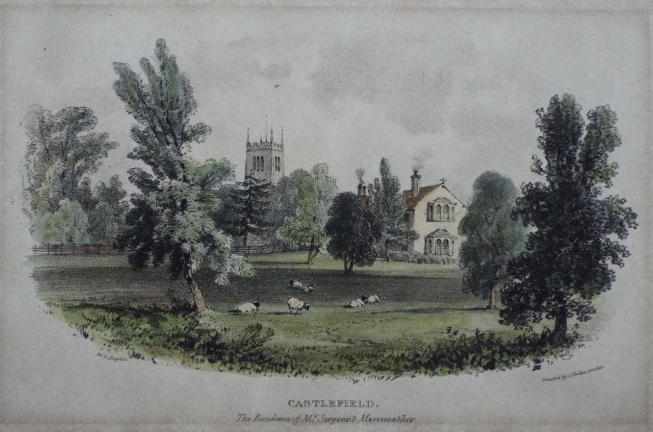 Lithograph - Castlefield. The Residence of Mr. Sergeant Mereweather. - Hughes