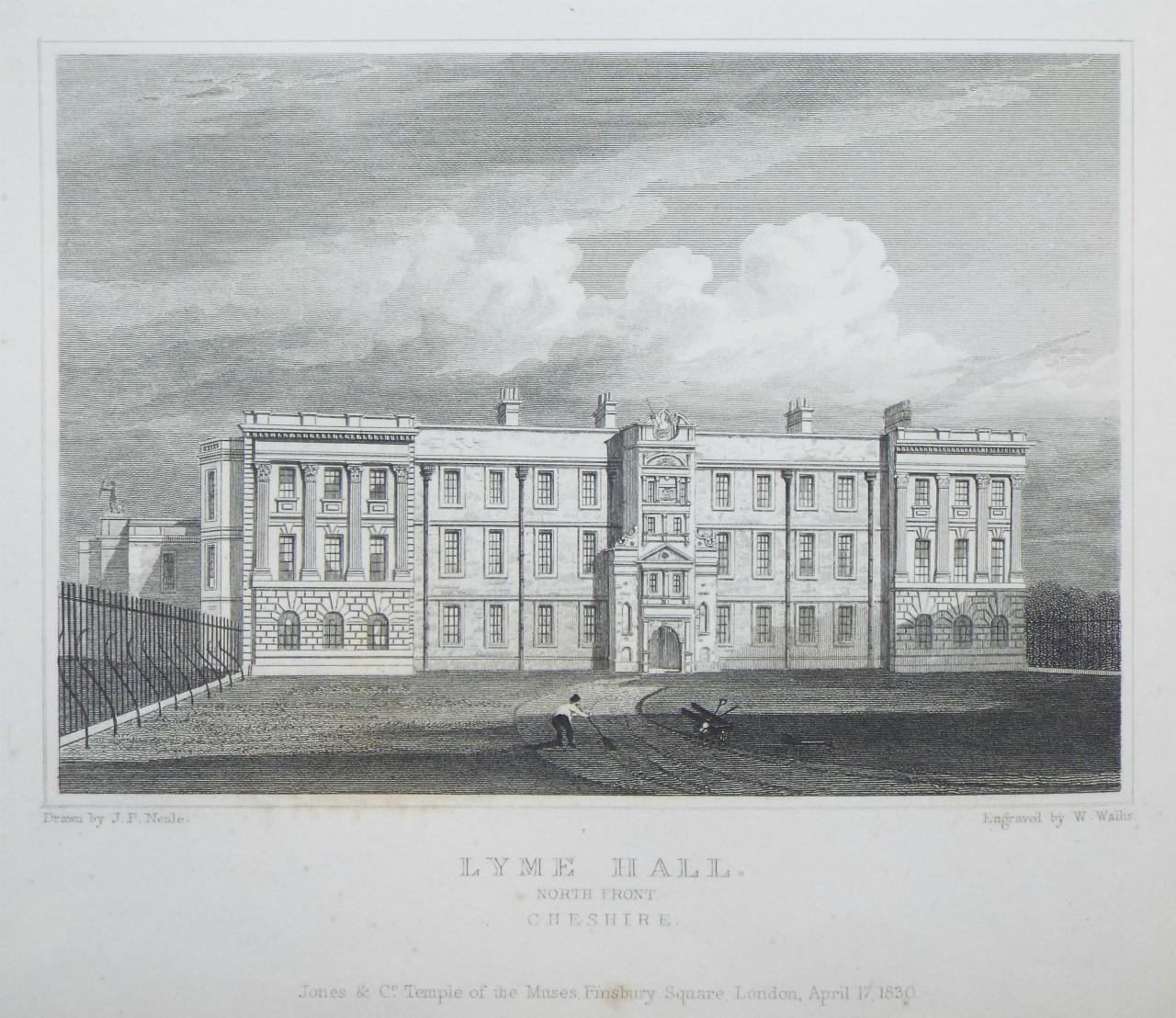 Print - Lyme Hall, North Front. Cheshire. - Wallis