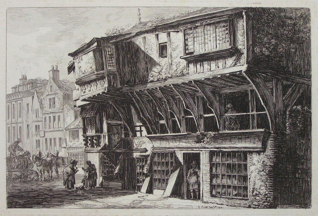 Etching - (Old houses in Chester) - Cuitt