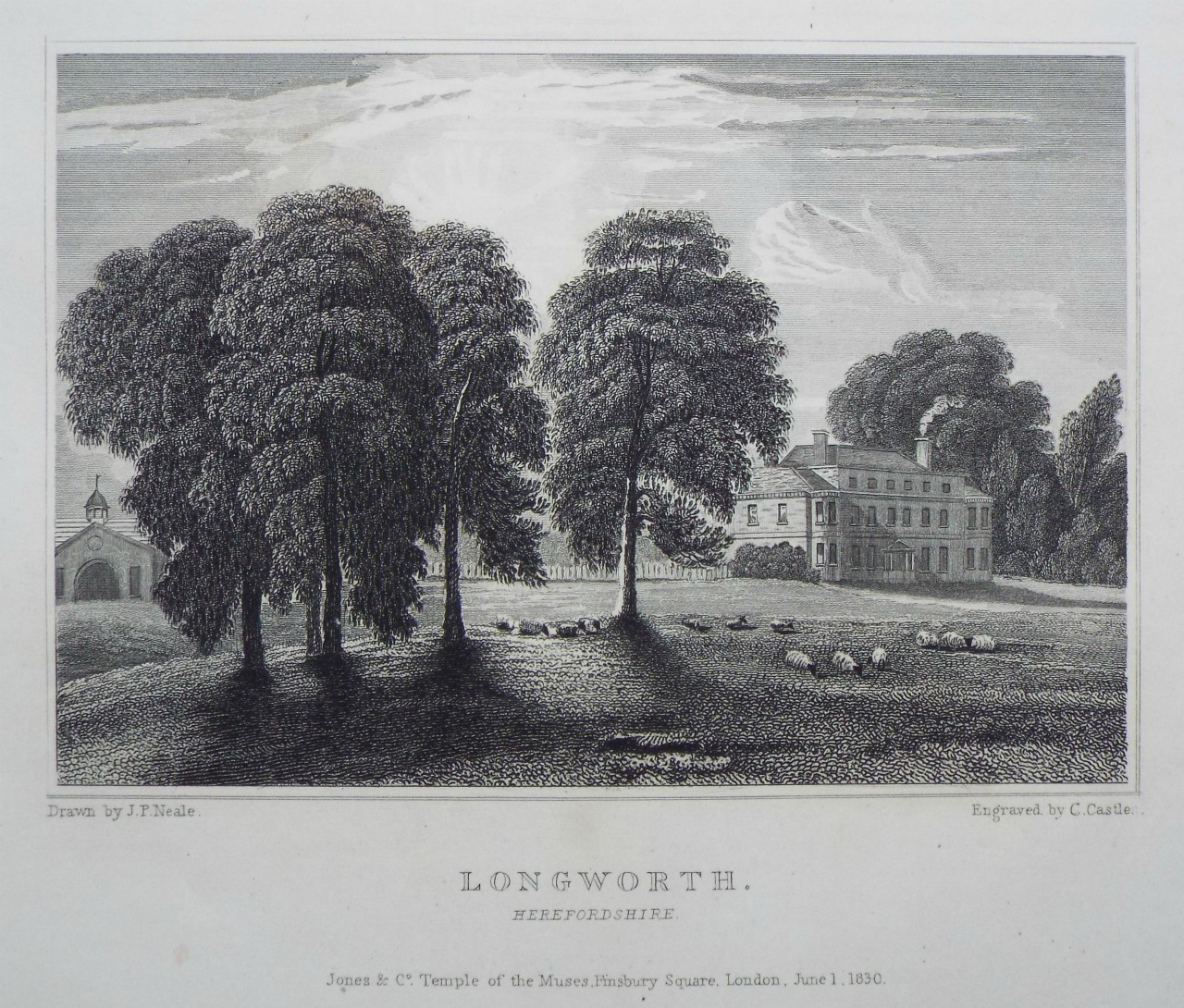 Print - Longworth, Herefordshire. - Castle