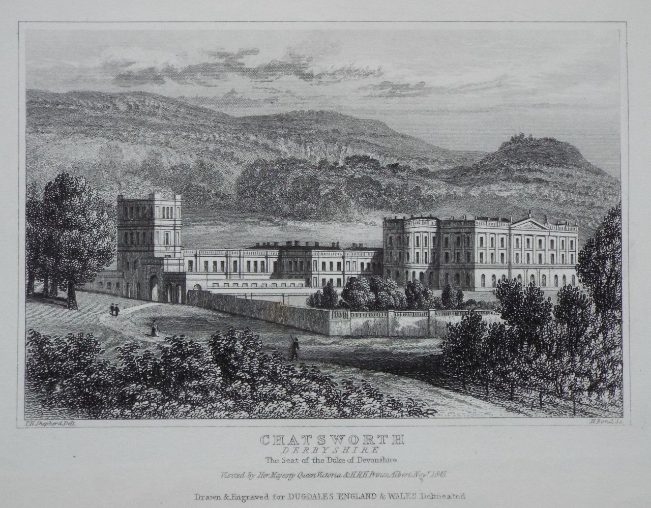 Print - Chatsworth Derbyshire The Seat of the Duke of Devonshire Visited by Her Majesty Queen Victoria & H.R.H. Prince Albert Novr 1843.