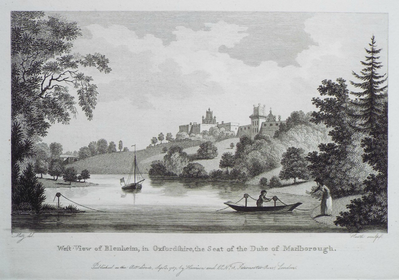 Print - West View of Blenheim, in Oxfordshire, the Seat of the Duke of Marlborough. - 