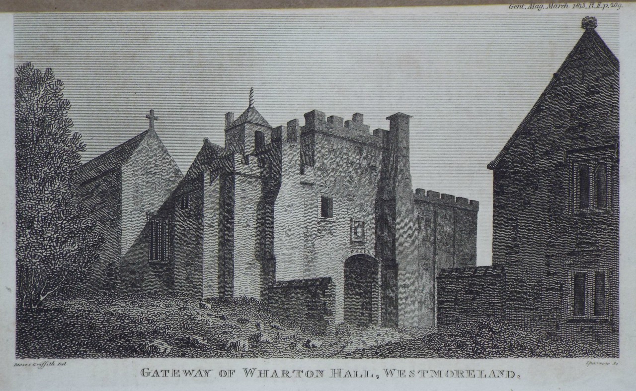 Print - Gateway of Wharton Hall, Westmoreland. - 