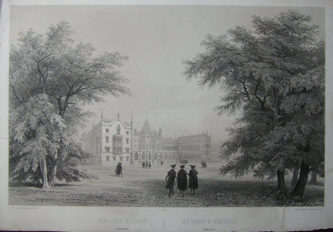 Lithograph - College St. Jean | St. John's Collge, Cambridge - Arnout