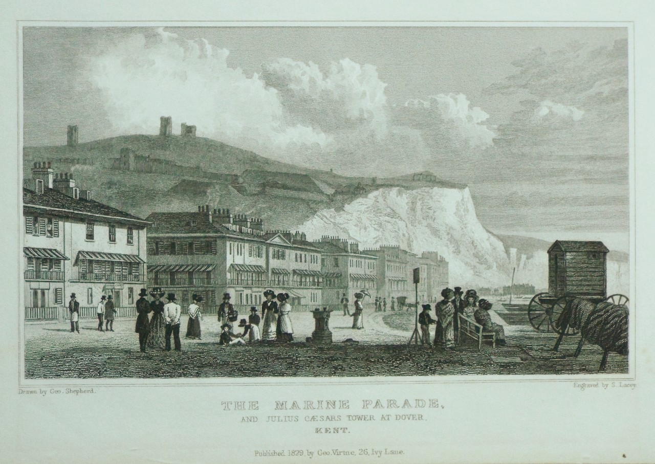 Print - The Marine Parade, and Julius Caesars Tower at Dover. Kent. - Lacey