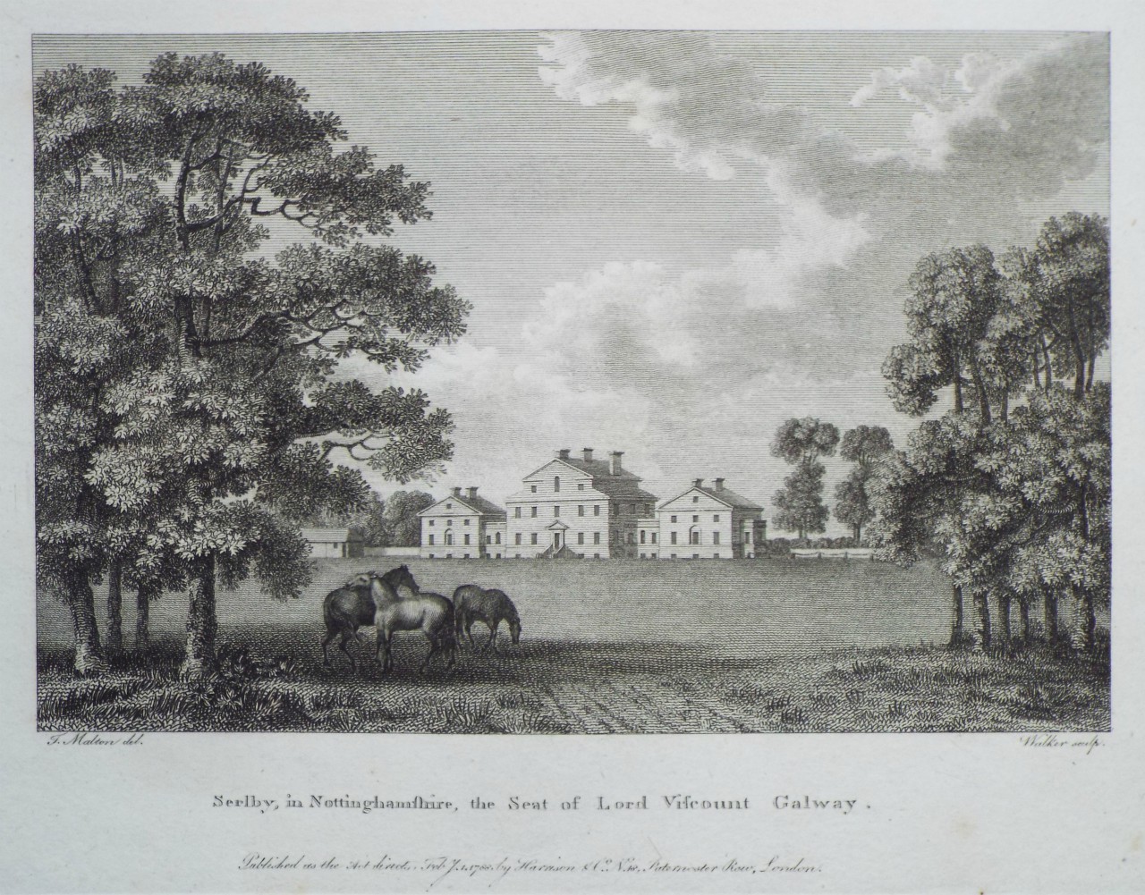 Print - Serlby, in Nottinghamshire, the Seat of Lord Viscount Galway. - 