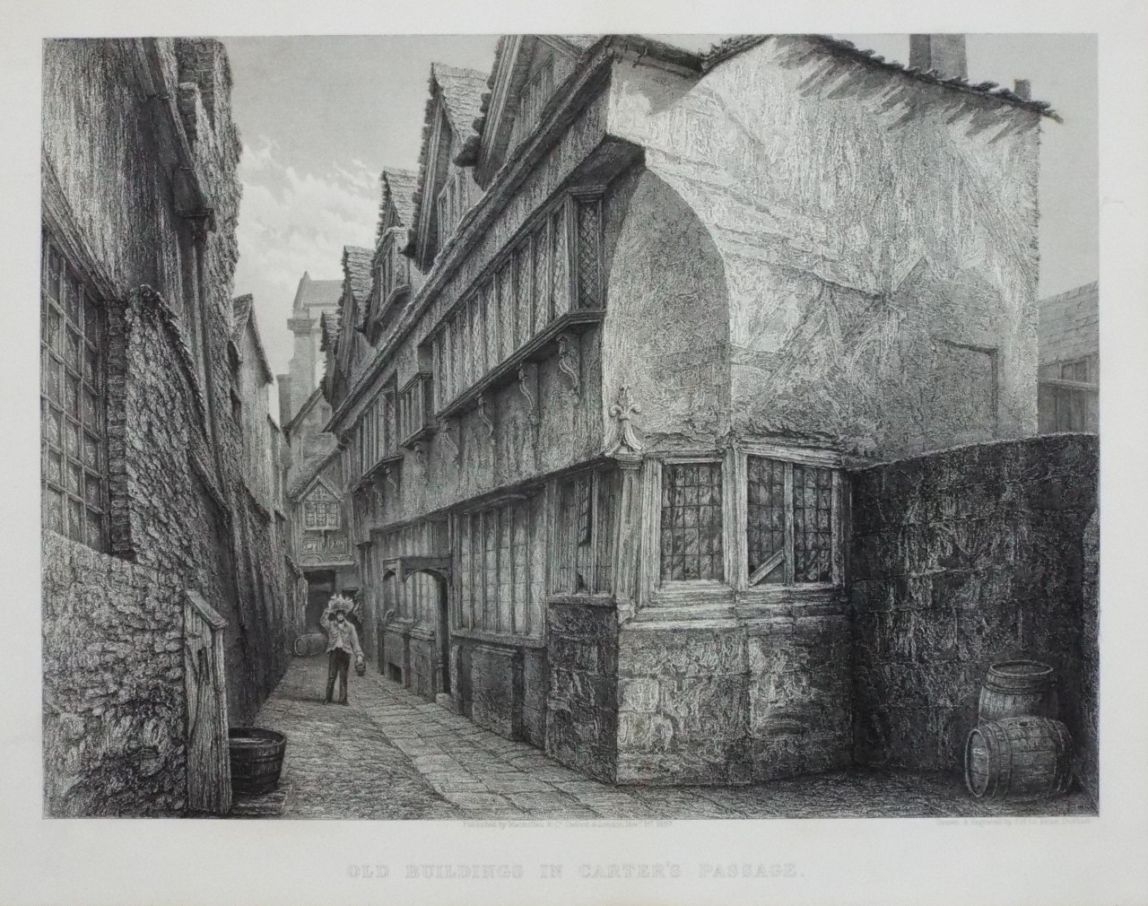 Print - Old Buildings in Carter's Passage. - Le
