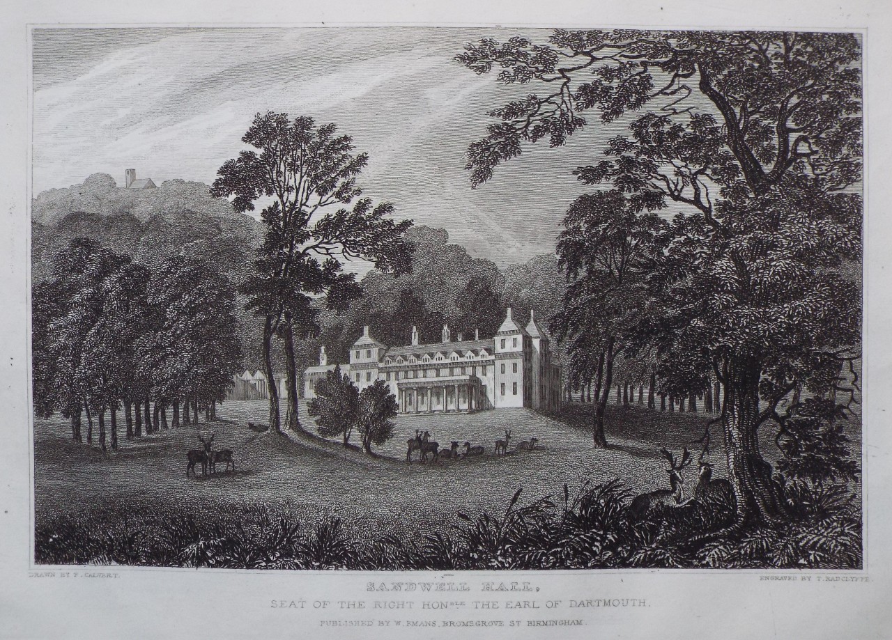 Print - Sandwell Hall, Seat of the Right Honble. The Earl of Dartmouth. - Radclyffe