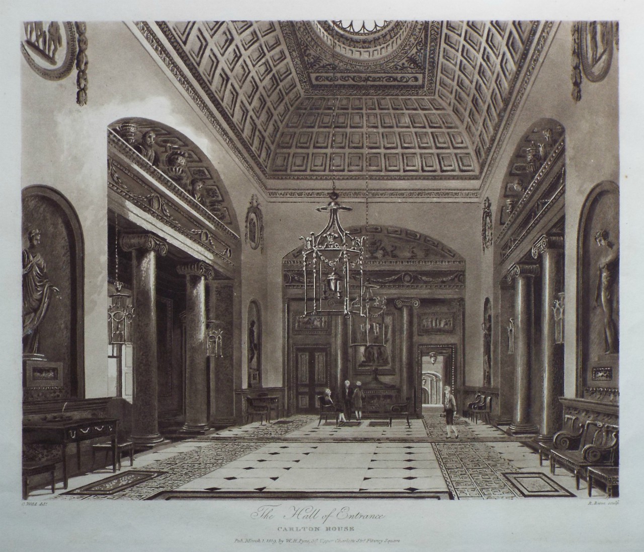 Aquatint - The Hall of Entrance, Carlton House. - Reeve