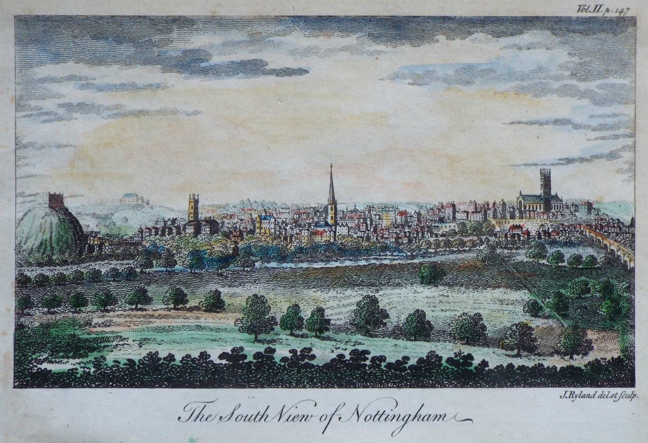 Print - The South View of Nottingham. - Ryland