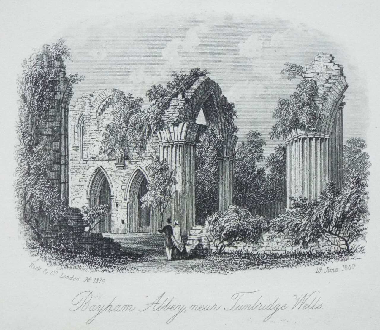Steel Vignette - Bayham Abbey, near Tunbridge Wells. - Rock