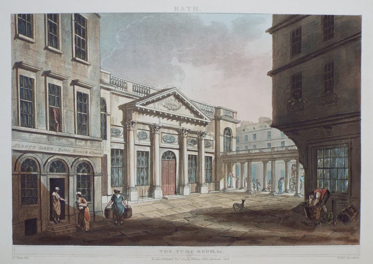 Aquatint - Bath. The Pump Room, &c. - Hill