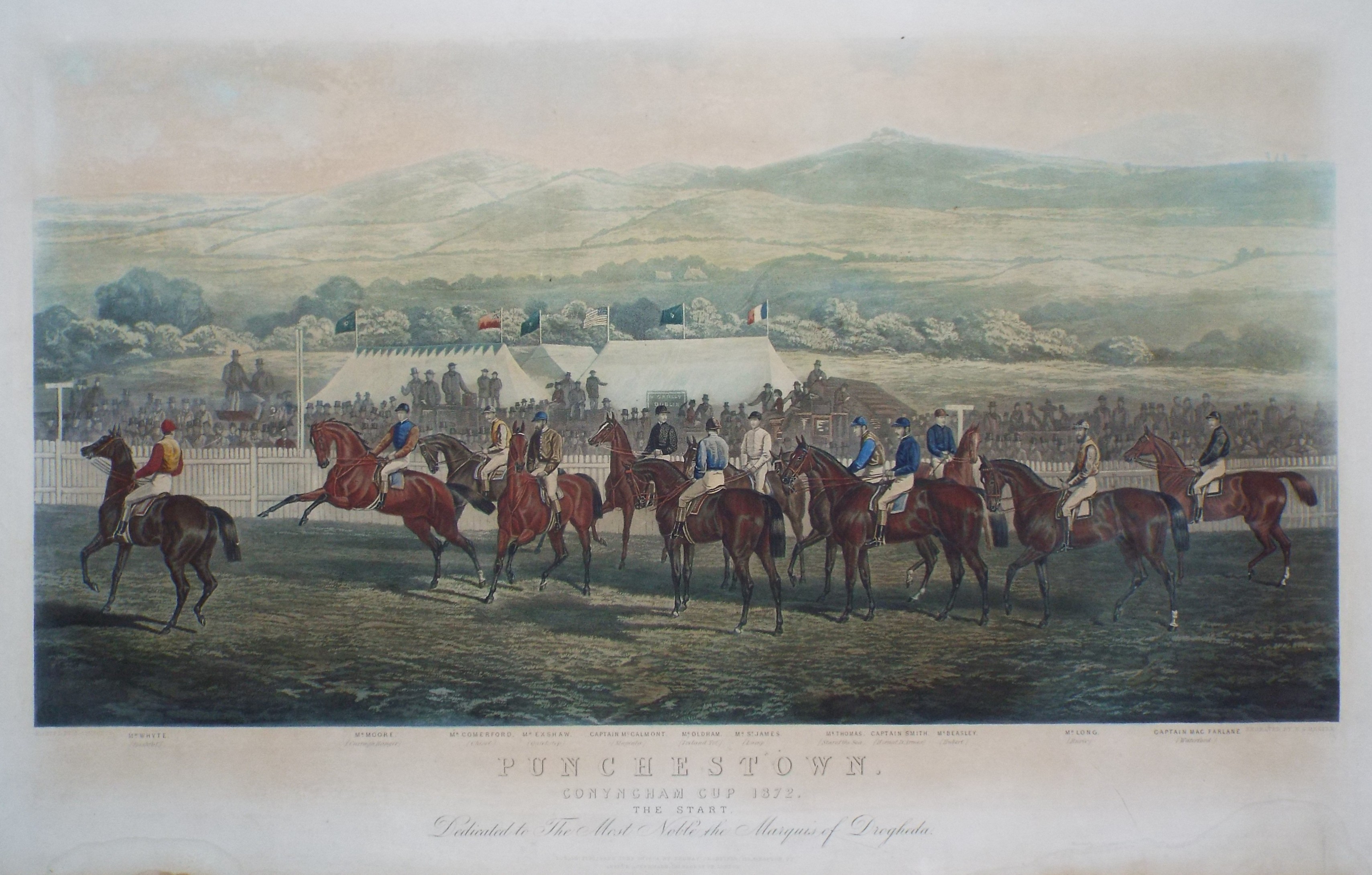 Aquatint - Punchestown. Conyngham Cup 1872. The Start. - Hester