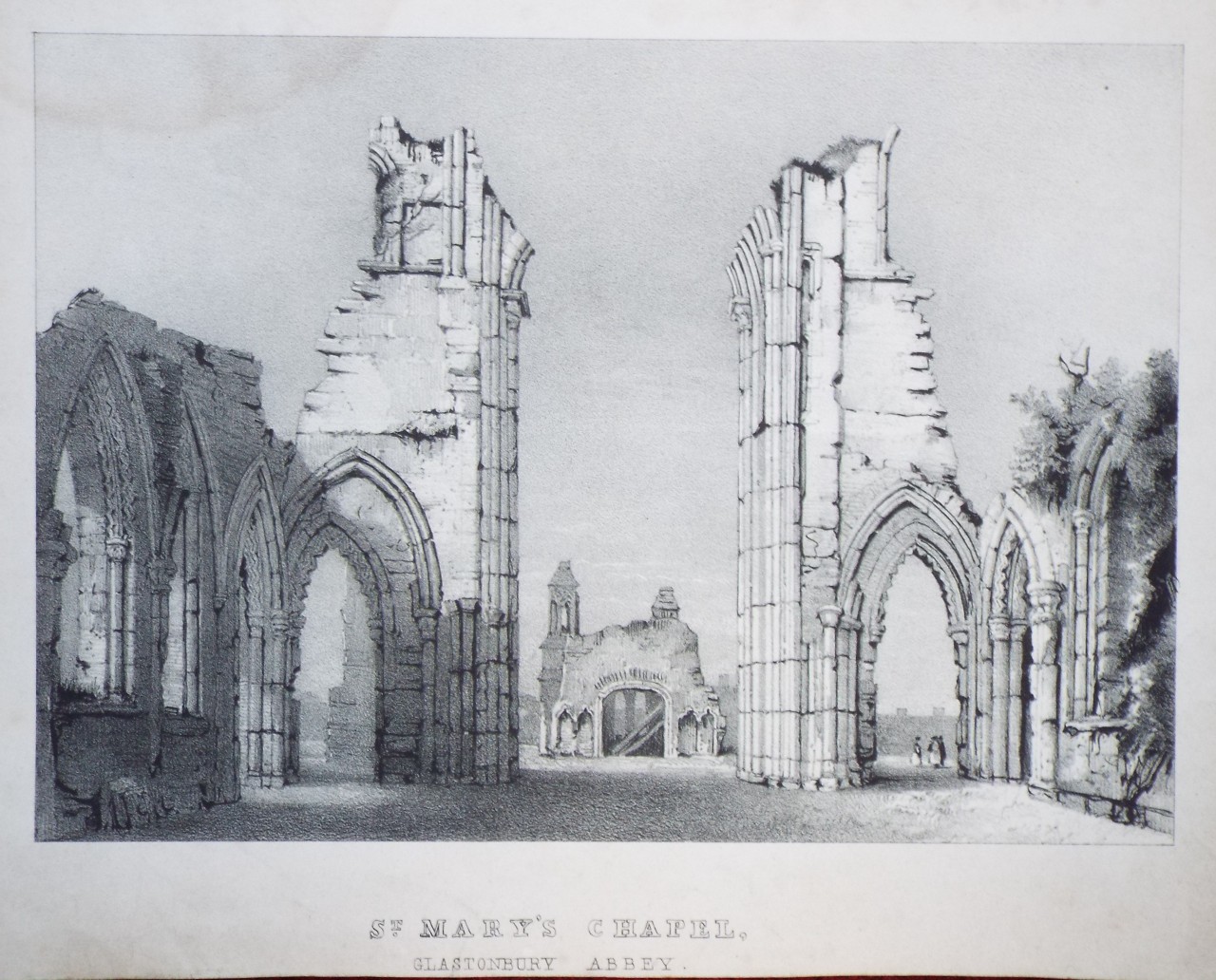 Lithograph - St. Mary's Chapel, Glastonbury Abbey.