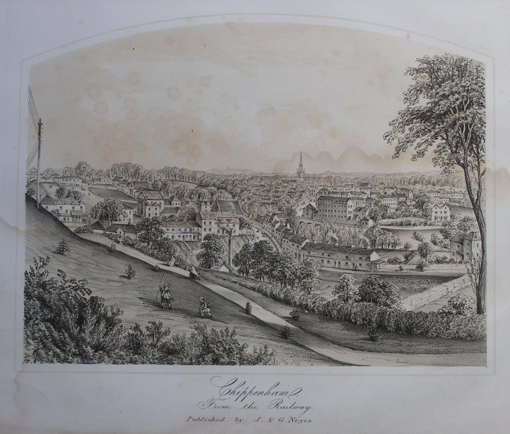 Lithograph - Chippenham from the Railway