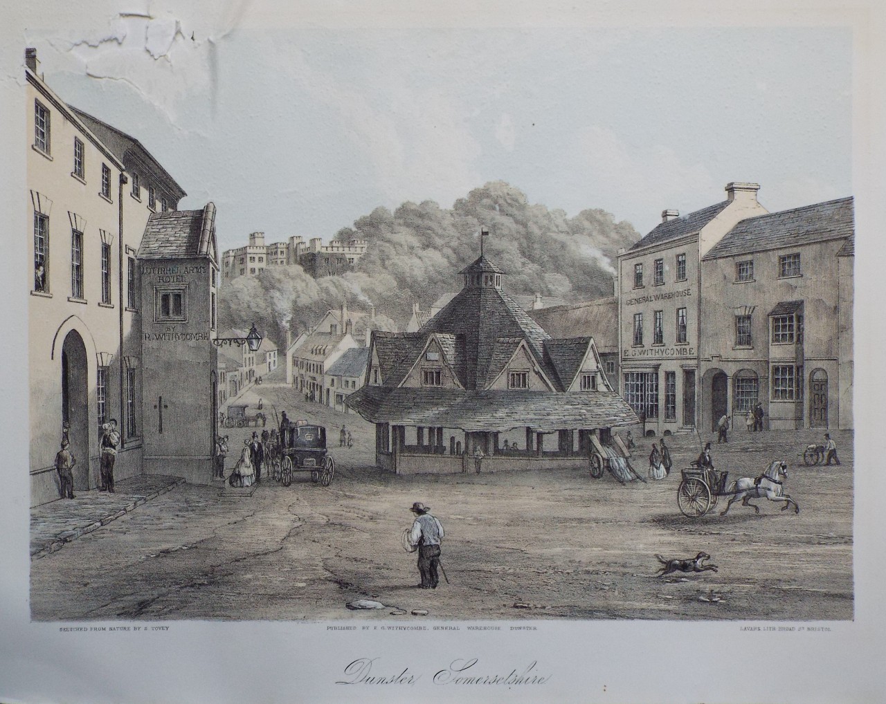 Lithograph - Dunster, Somersetshire.