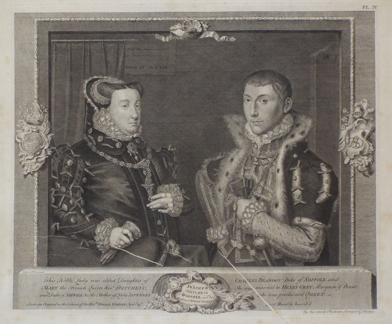 Print - Frances Dutchess of Suffolk and her Husband Adrian Stokes Esqr.etc - Vertue